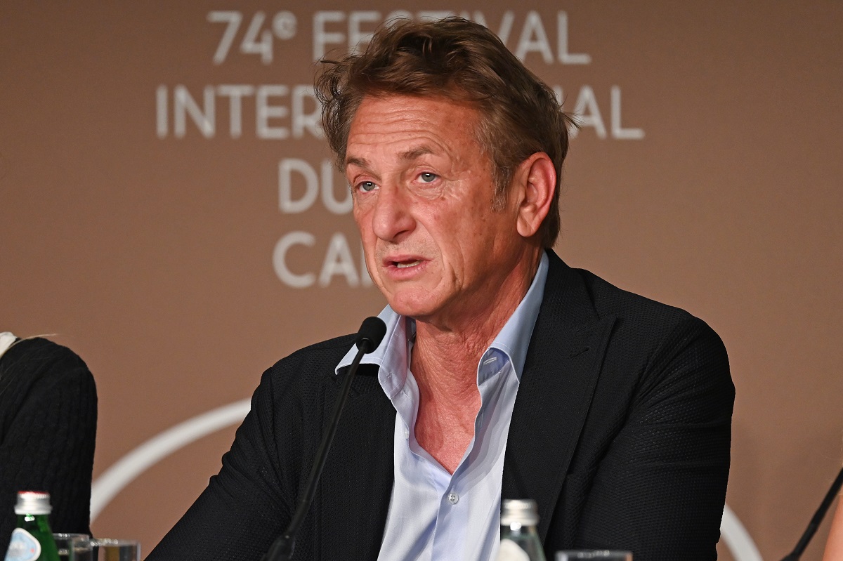 Sean Penn speaking at Flag Day press conference in Cannes, France