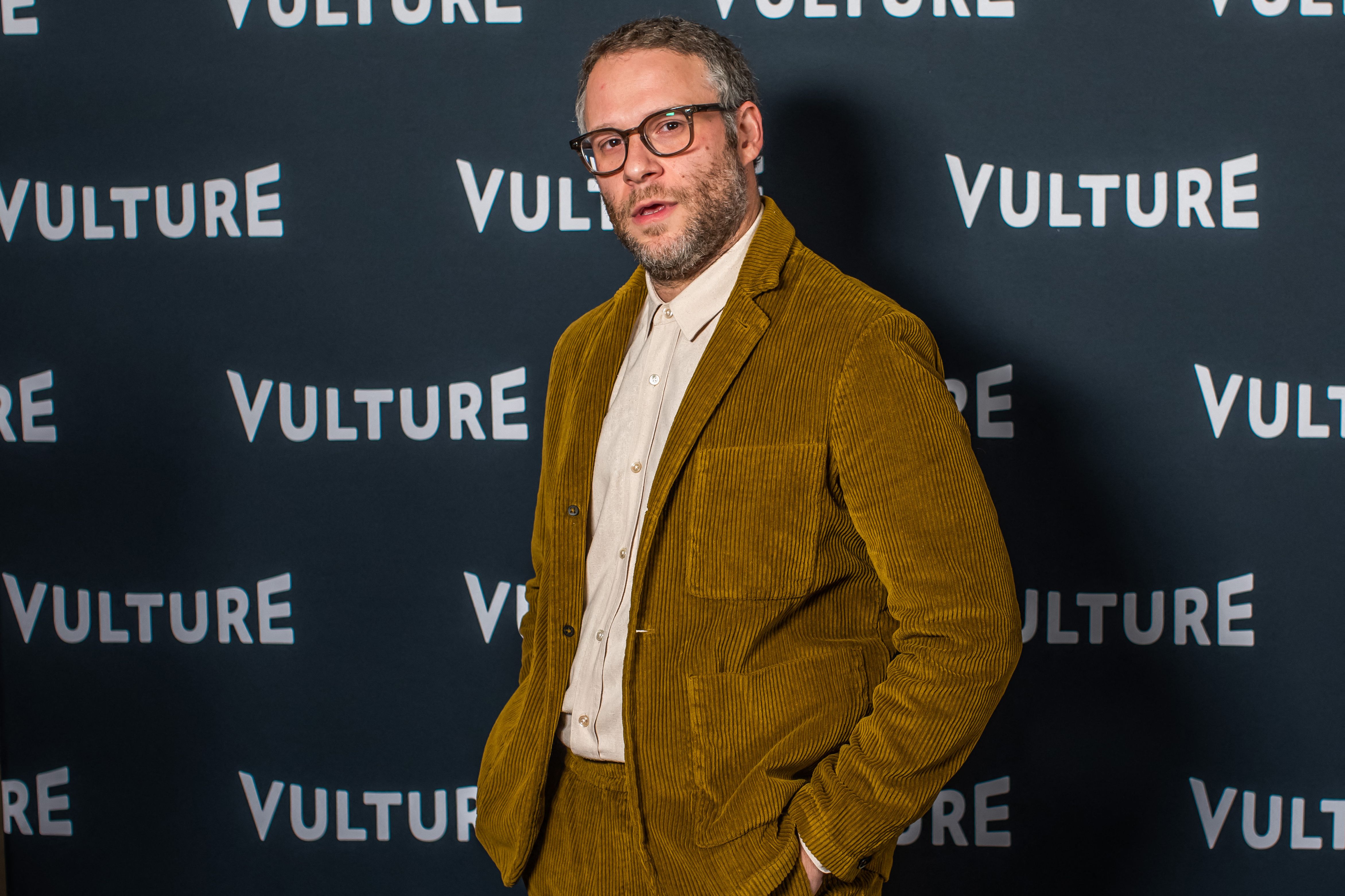 Seth Rogen poses for a Vulture event