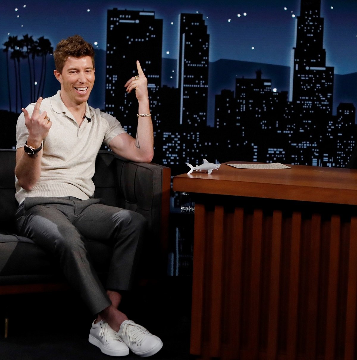 Shaun White sitting on the set of 'Jimmy Kimmel Live!'