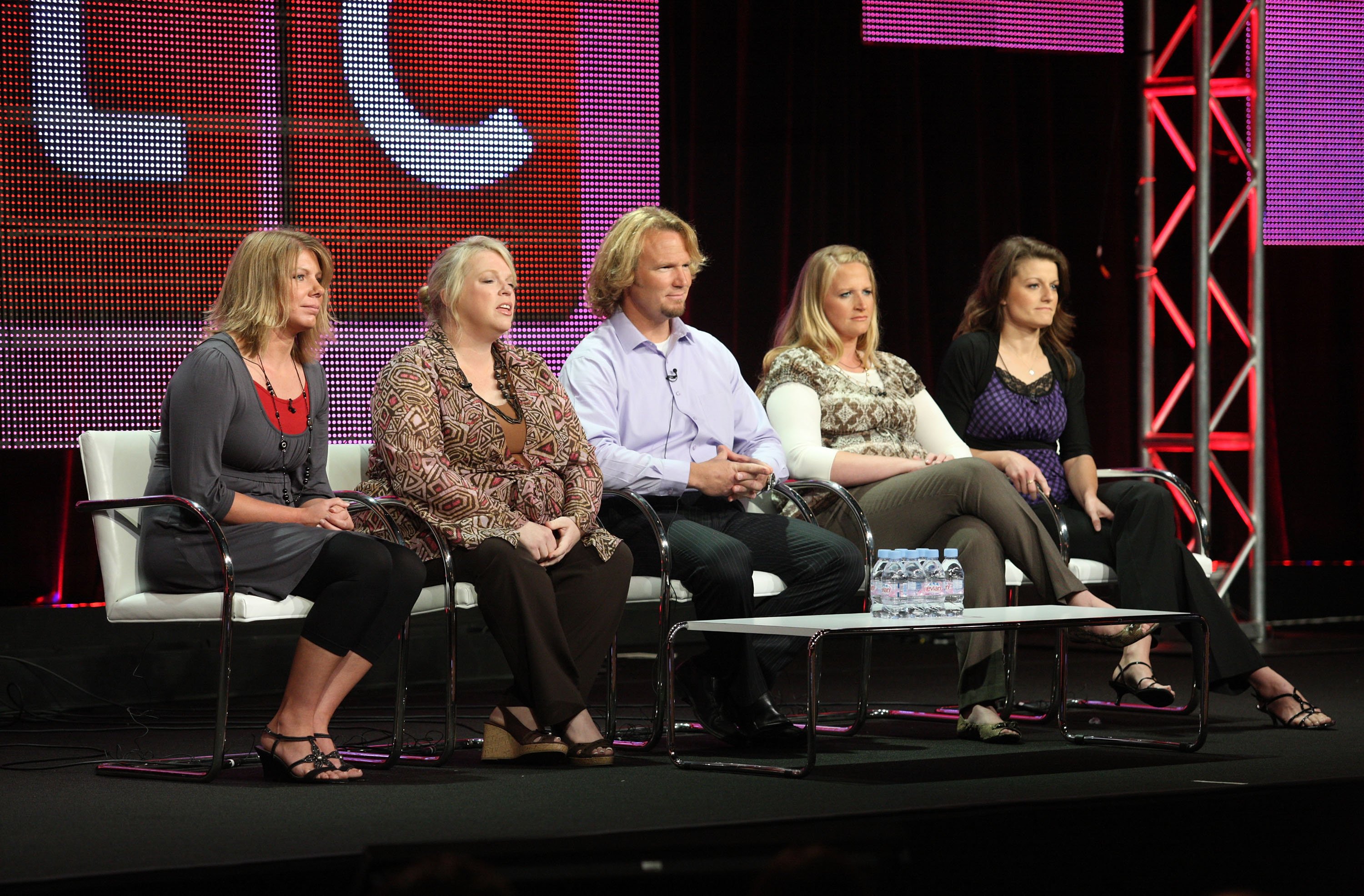 Meri Brown, Janelle Brown, Kody Brown, Christine Brown and Robyn Brown appear at a press tour to promote 'Sister Wives' in 2010