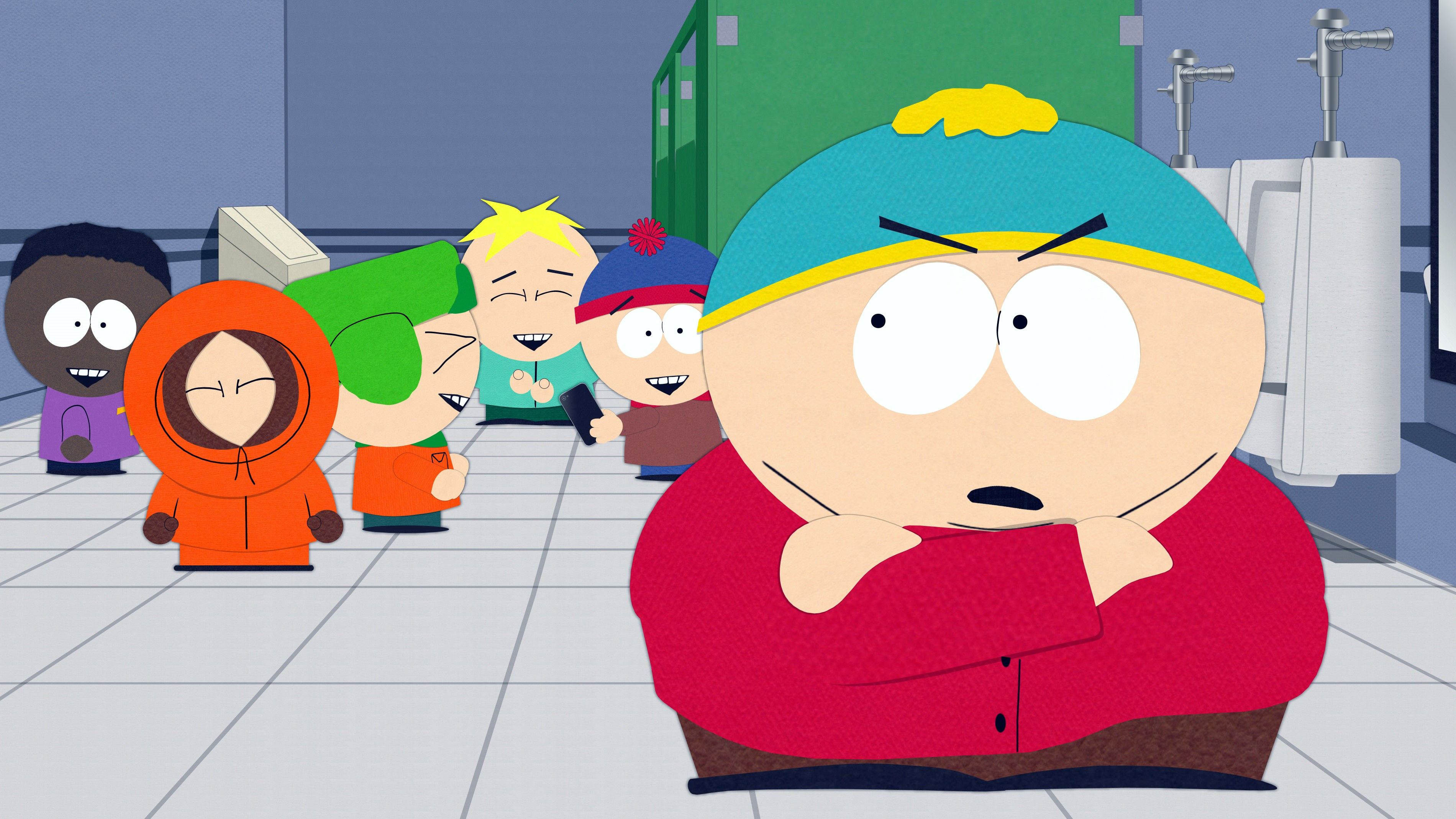 'South Park' boys laugh at Cartman in the bathroom