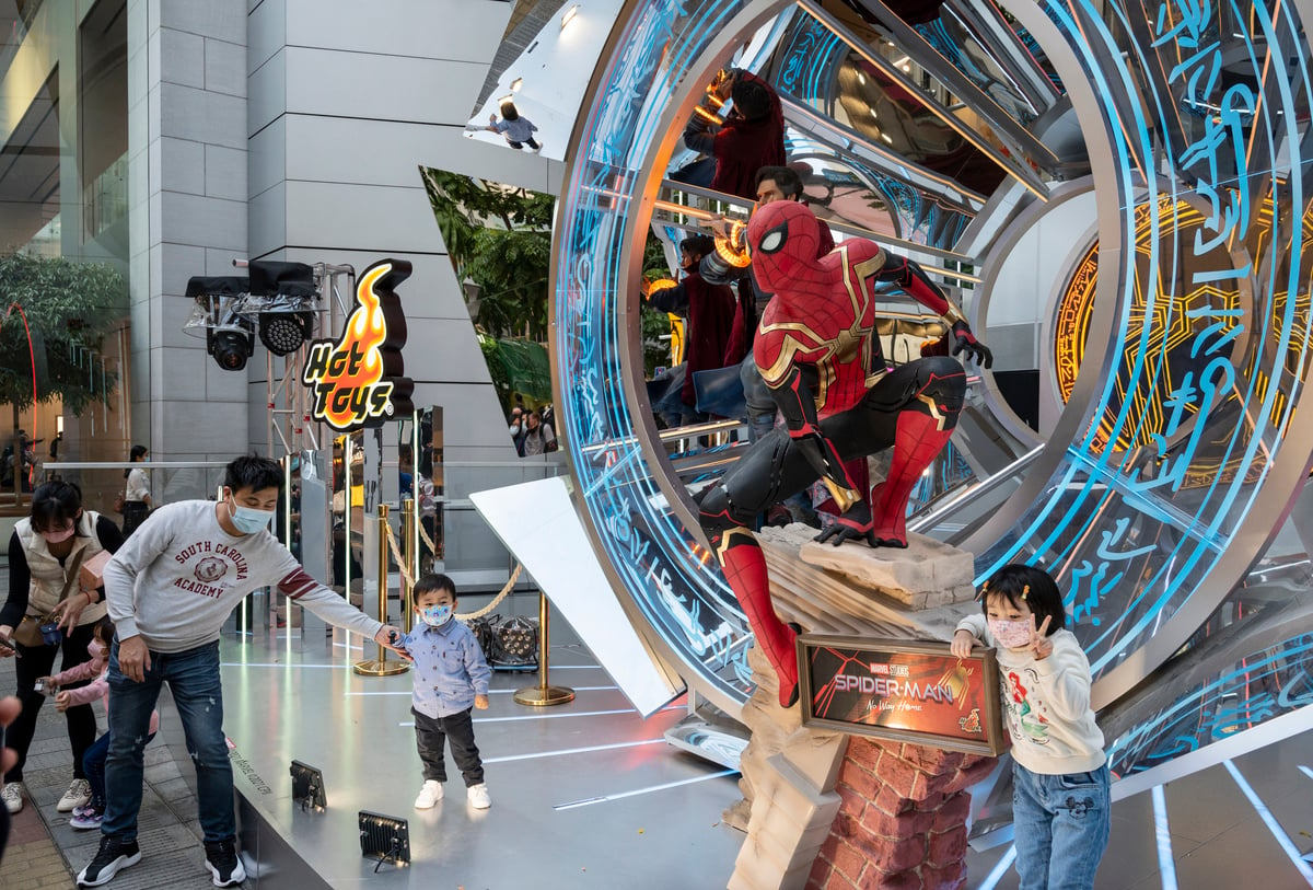 'Spider-man: No Way Home' display in Hong Kong, which passing the initial run of 'Avatar'
