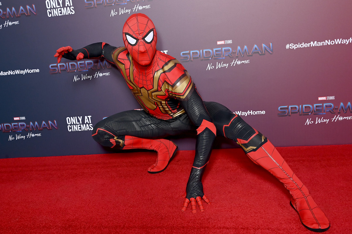 Spider-Man poses on the red carpet