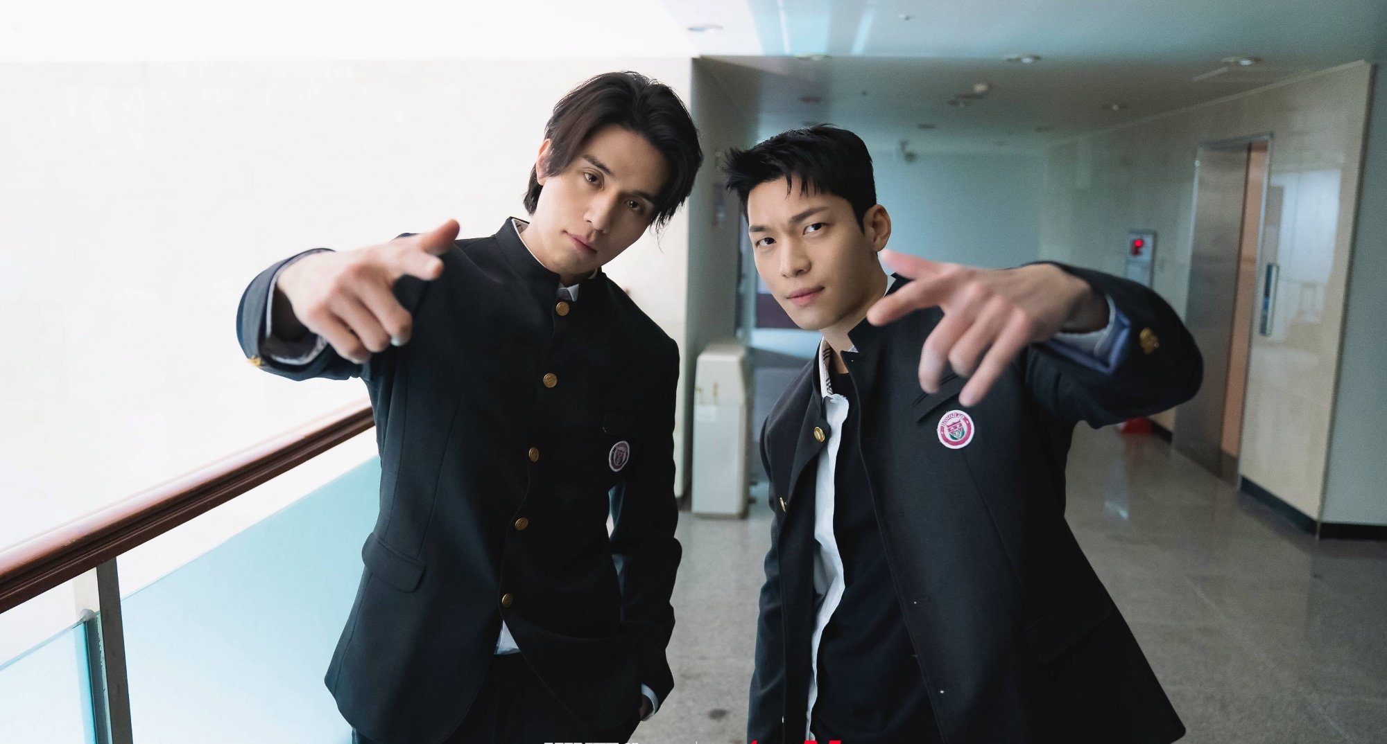 'Squid Game' actor Wi Ha-joon with Lee Dong-wook for 'Bad and Crazy' wearing school uniforms.