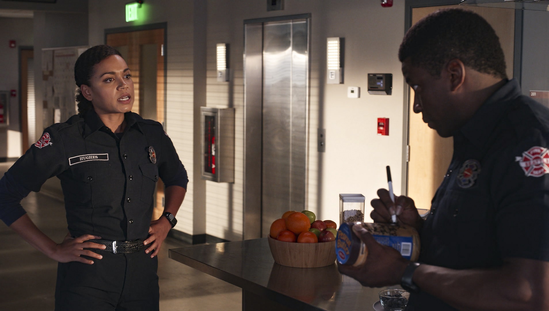 'Station 19': Barrett Doss and Okieriete Onaodowan portray Vic and Dean talking