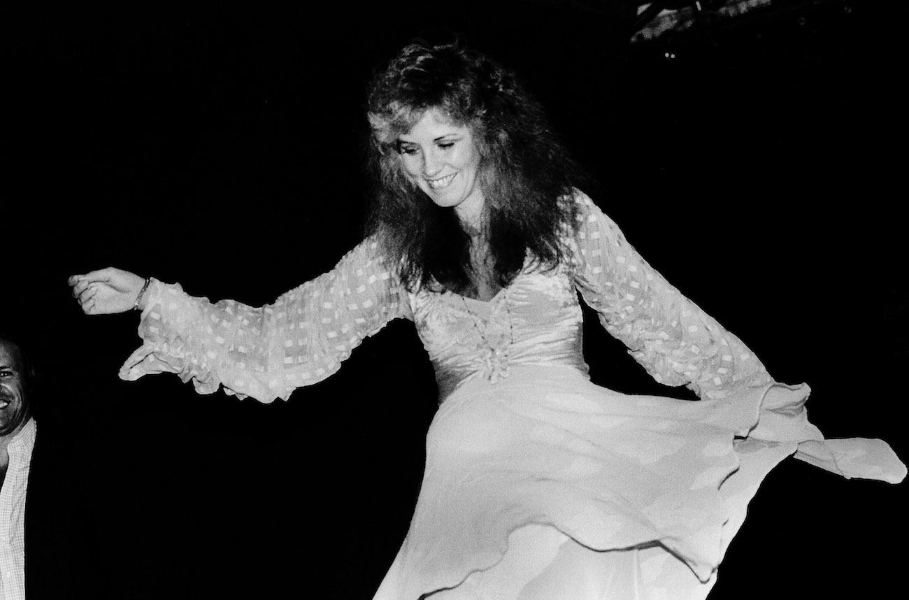Stevie Nicks performing in white in Illinois, 1981.