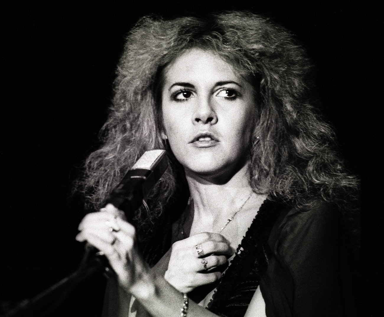Stevie Nicks performing in black in the Netherlands in 1980.