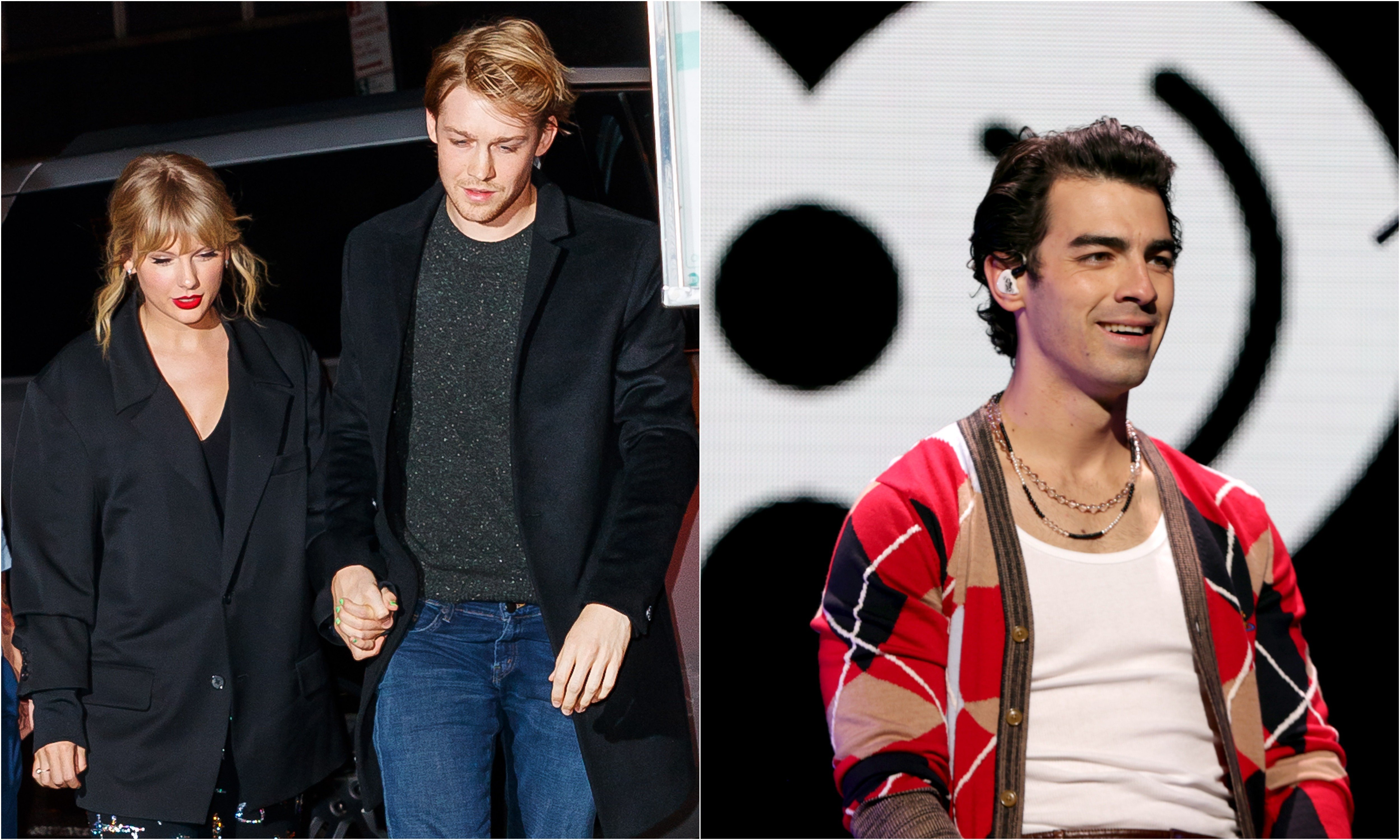 A joined photo of Taylor Swift, Joe Alwyn, and Joe Jonas