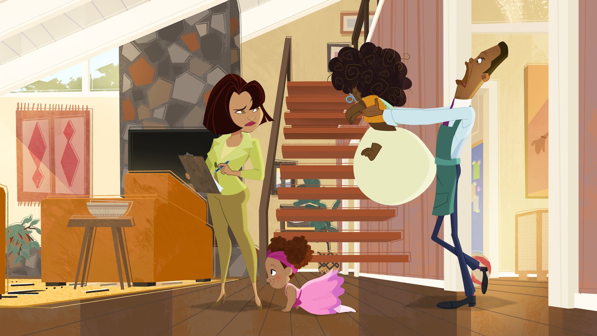 'The Proud Family: Louder and Prouder' -- Oscar holds Cece while Bebe crawls to Trudy