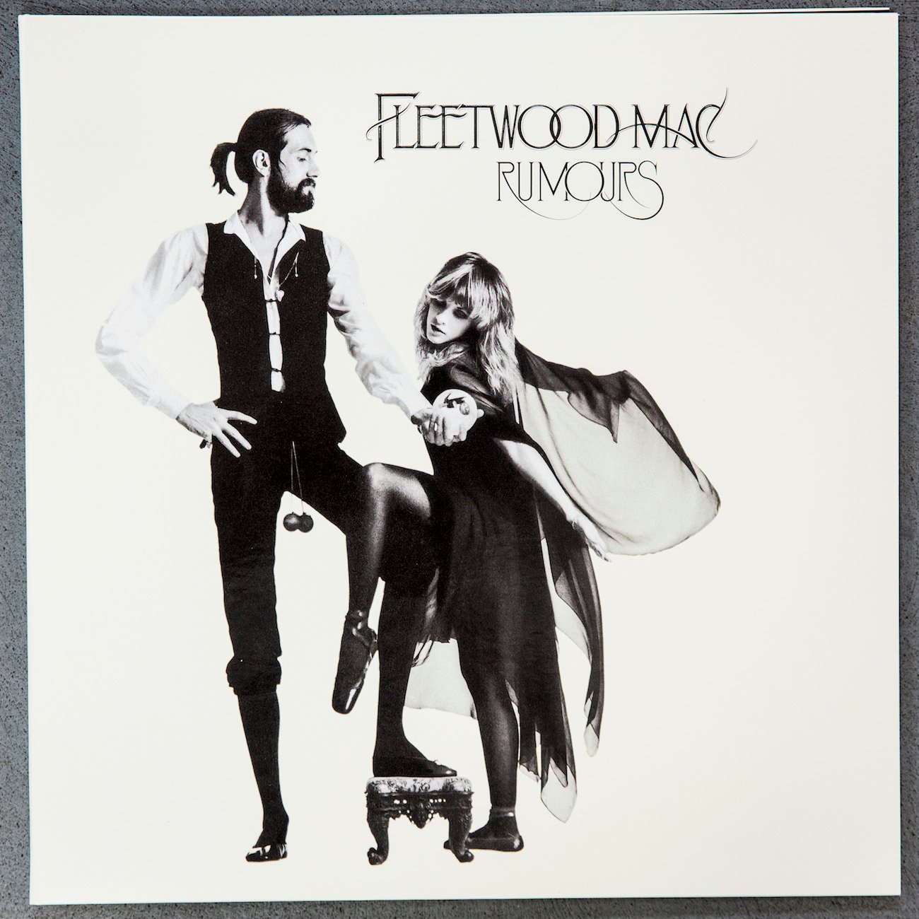 Mick Fleetwood and Stevie Nicks on the cover of Fleetwood Mac's 1977 album, 'Rumours.'