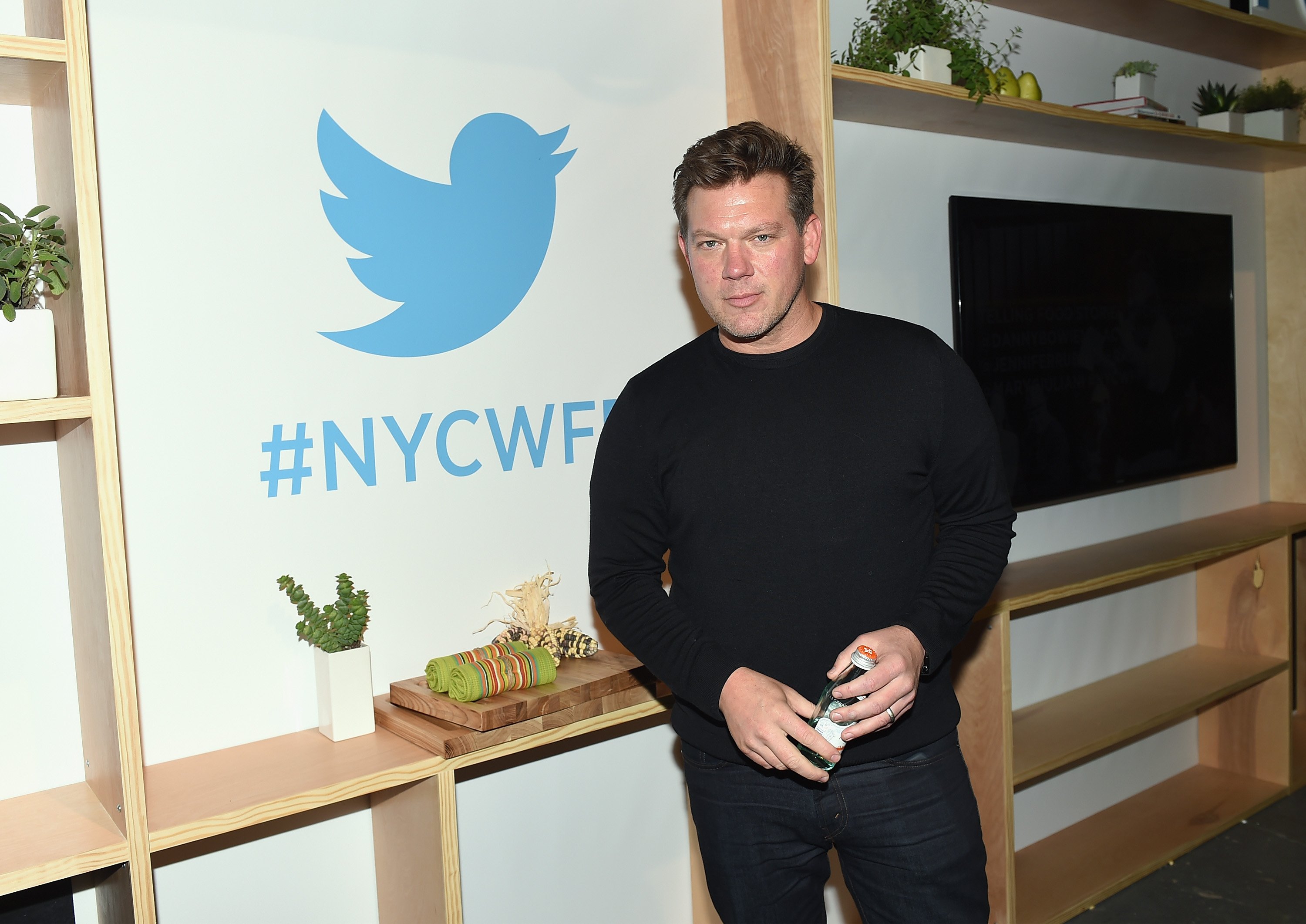 Food Network star Tyler Florence wears a long-sleeved dark top in this 2015 photo.