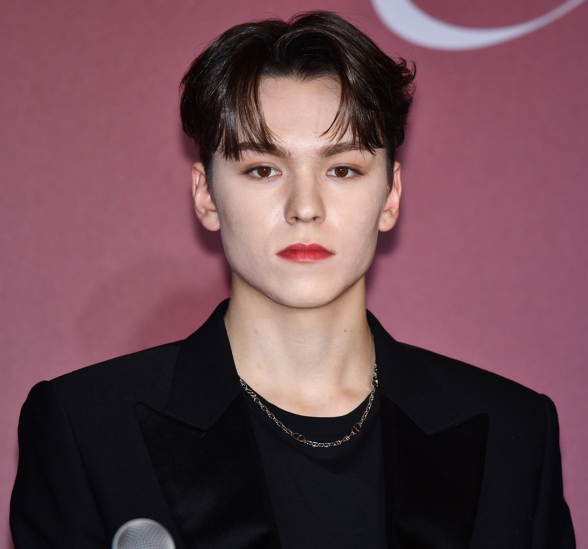 Vernon of Seventeen at the media showcase for the band's album 'Attacca'