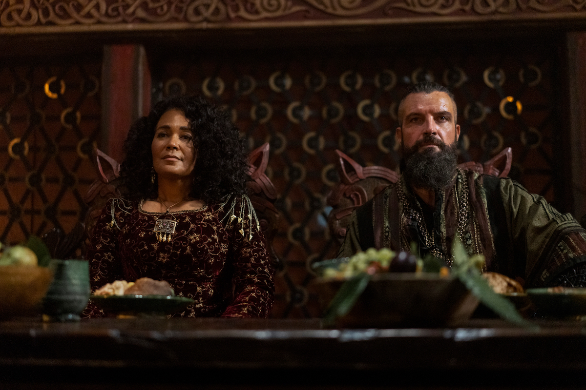 Jarl Haakon and Canute sitting at a table in 'Vikings: Valhalla'