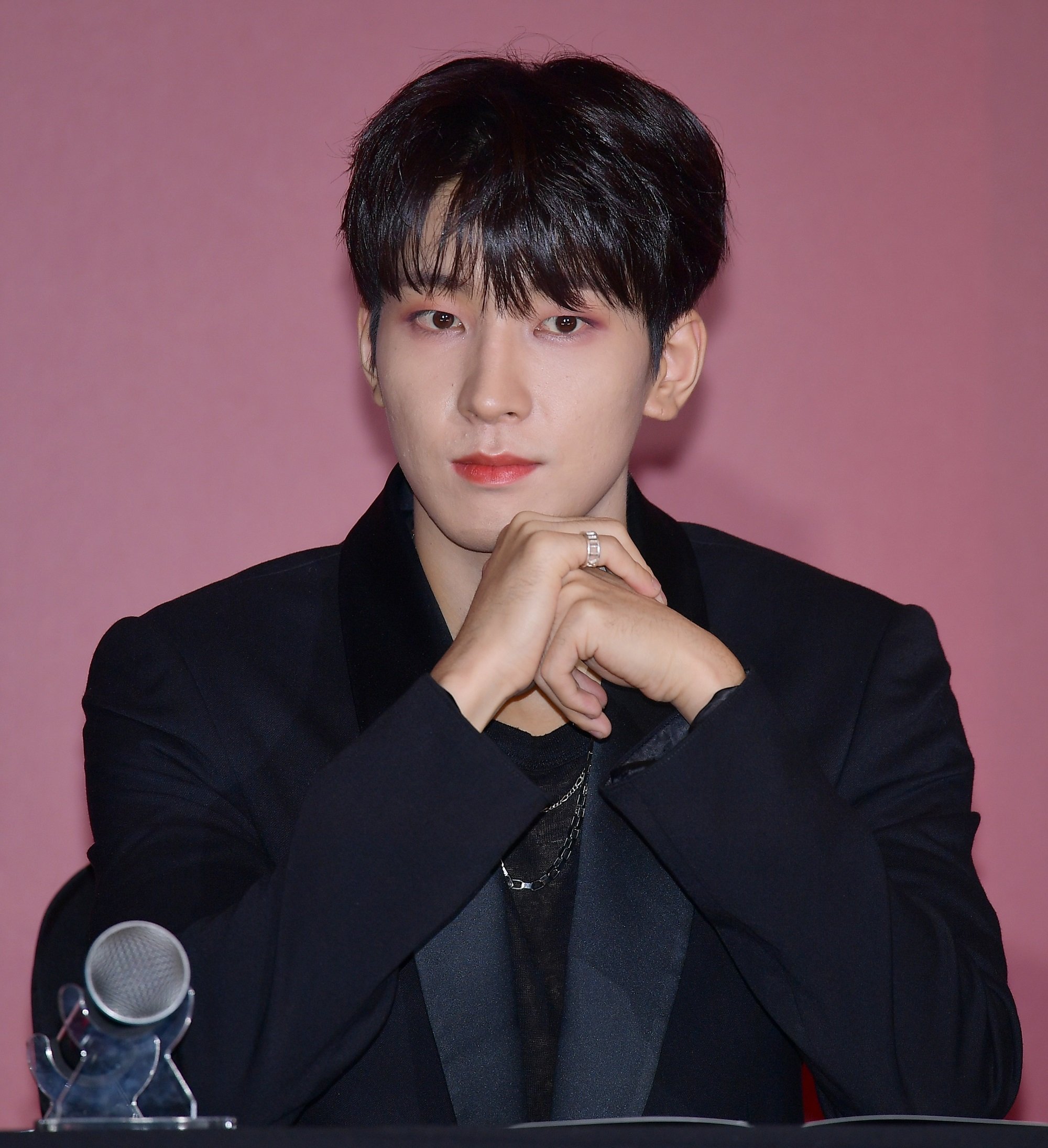 Wonwoo of the K-pop group Seventeen attends the band's media showcase for 'Attaca'