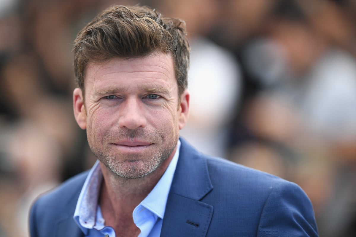 Lioness creator Taylor Sheridan in a blue shirt and jacket attends the Wind River photocall during the 70th annual Cannes Film Festival at Palais des Festivals on May 20, 2017 in Cannes, France