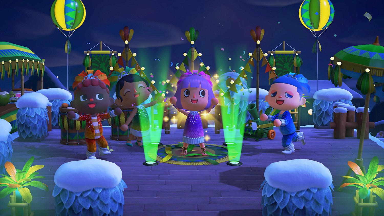 Animal Crossing: New Horizons players celebrate the Festivale event in February