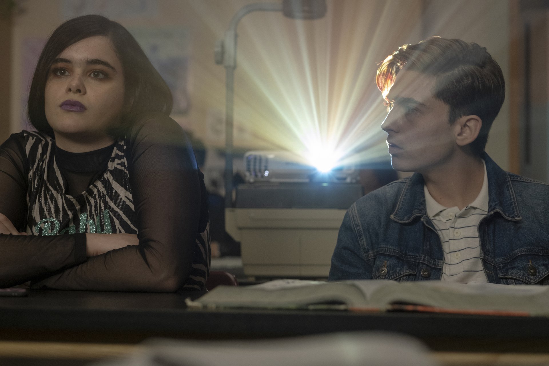 Kat (Barbie Ferreira) and Ethan (Austin Abrams) in season 1 of 'Euphoria' from HBO