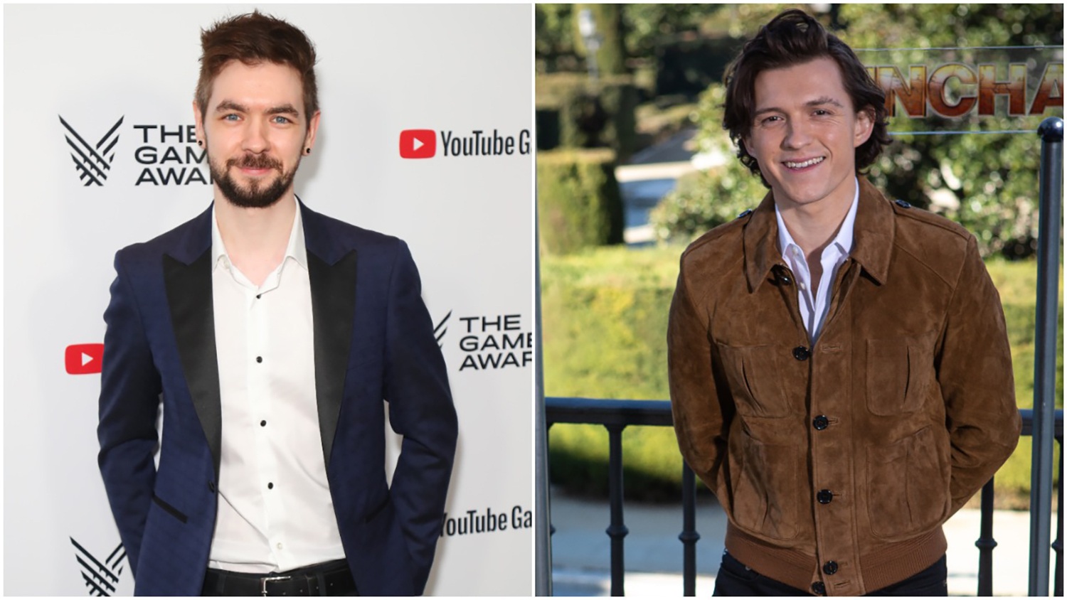 Jacksepticeye attends The Game Awards 2018 // om Holland attends Uncharted photocall at the Royal Theater