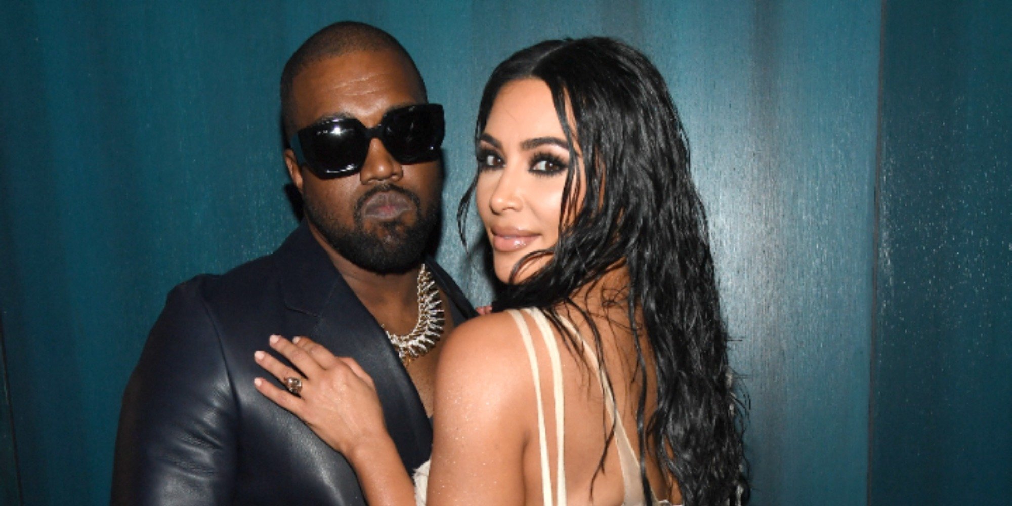 Kanye West and Kim Kardashian at the Vanity Fair Oscar party in 2020.