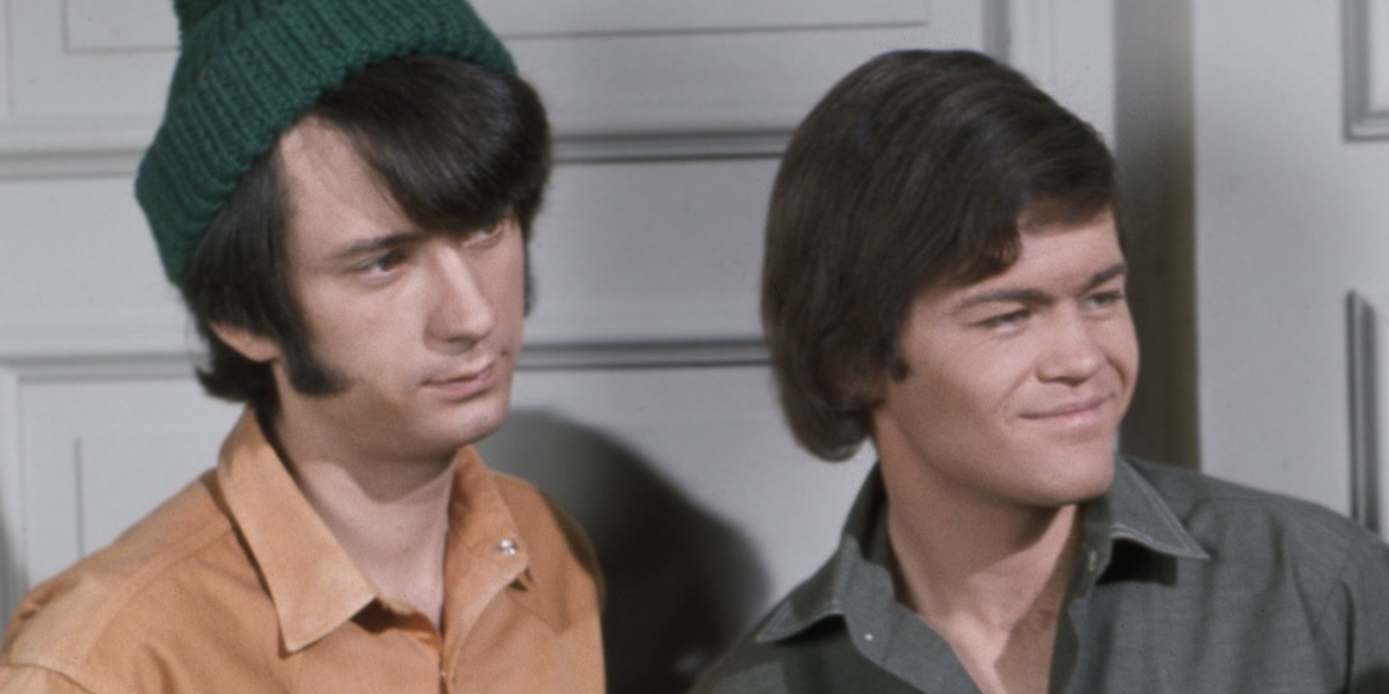 Mike Nesmith and Micky Dolenz on the set of The Monkees.