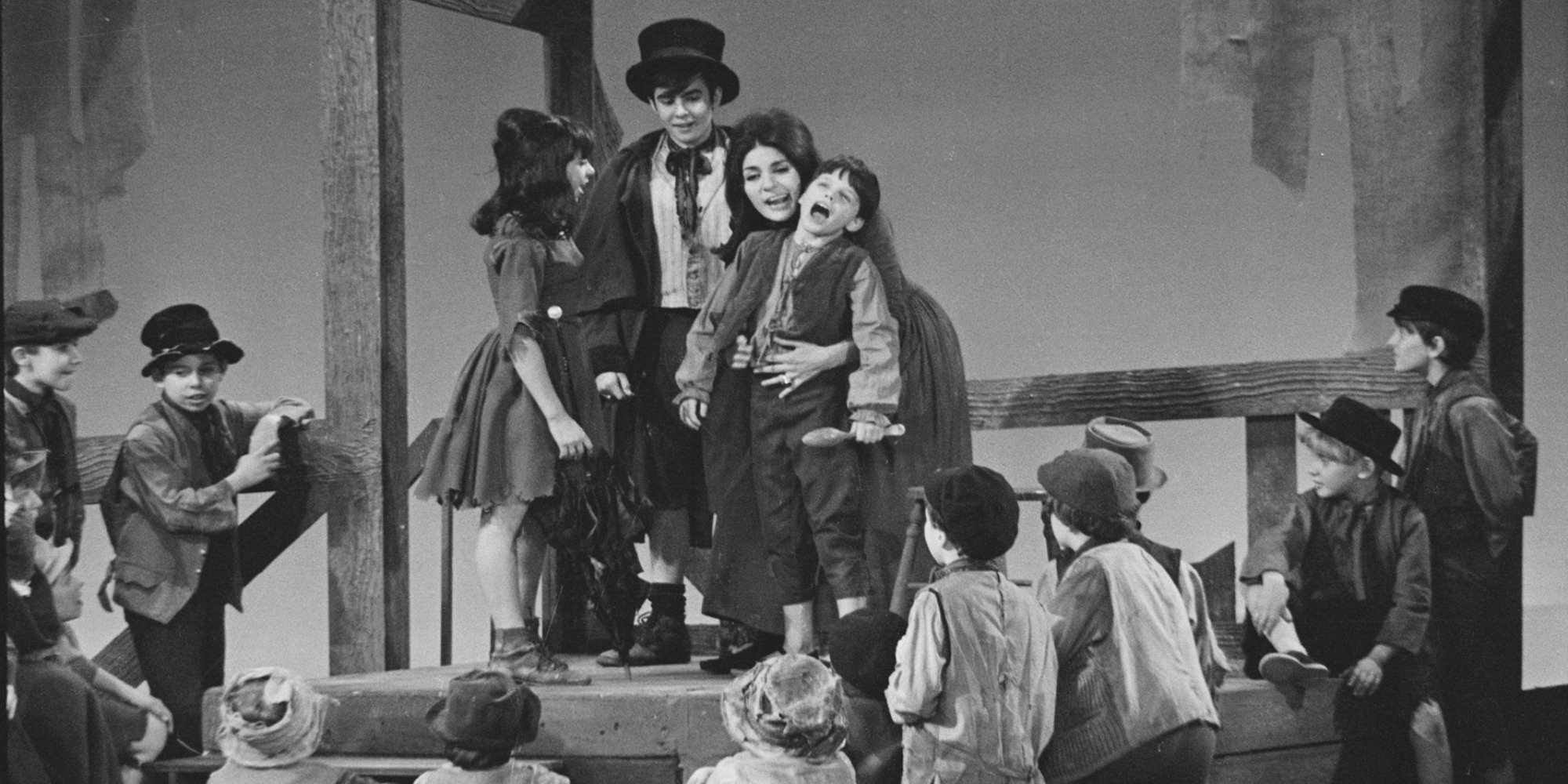 The cast of "Oliver" with Davy Jones perform on "The Ed Sullivan Show" in Feb. 1964.