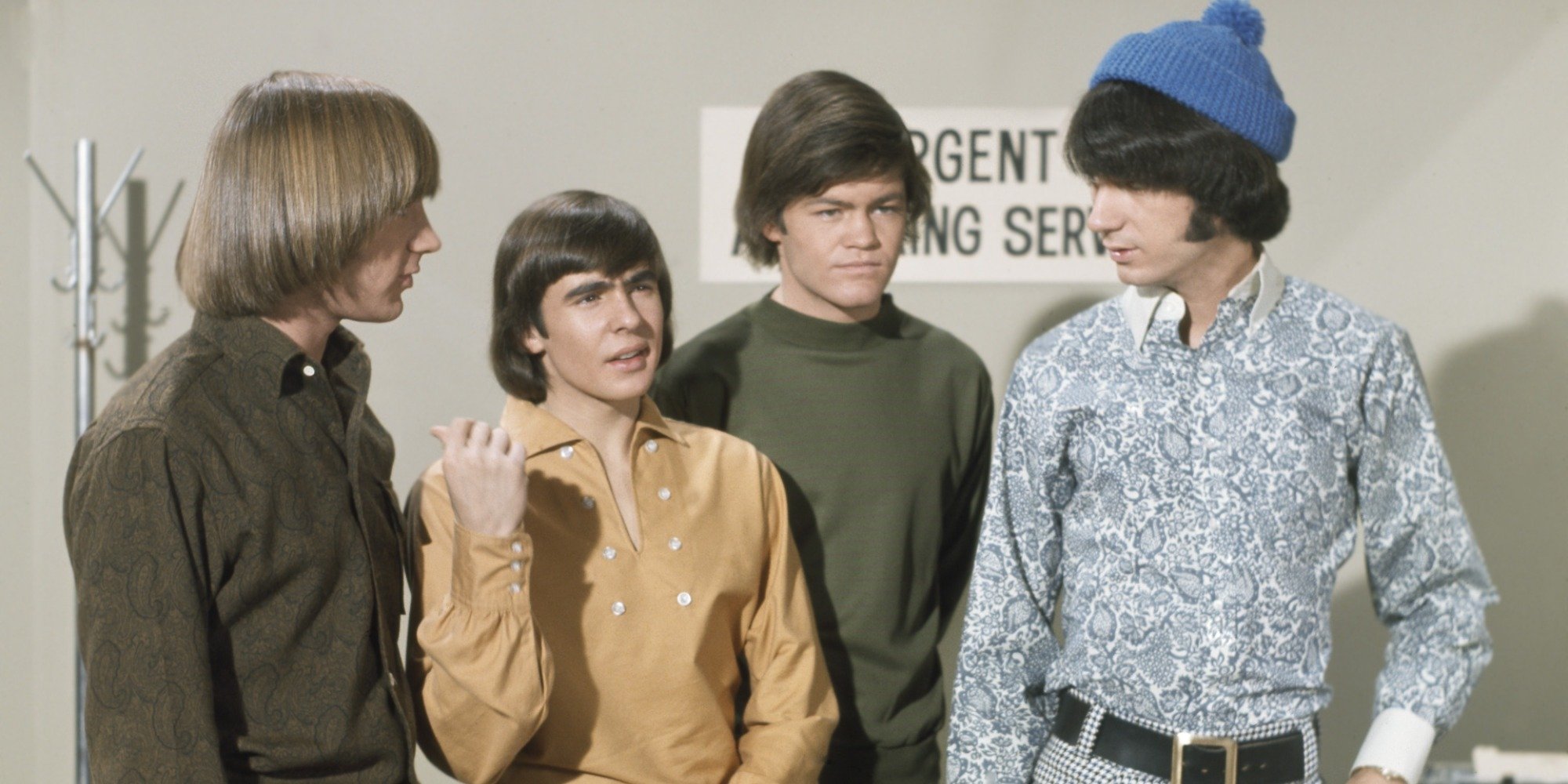 The Monkees cast includes Davy Jones, Mike Nesmith, Mickey Dolenz, and Peter Tork.