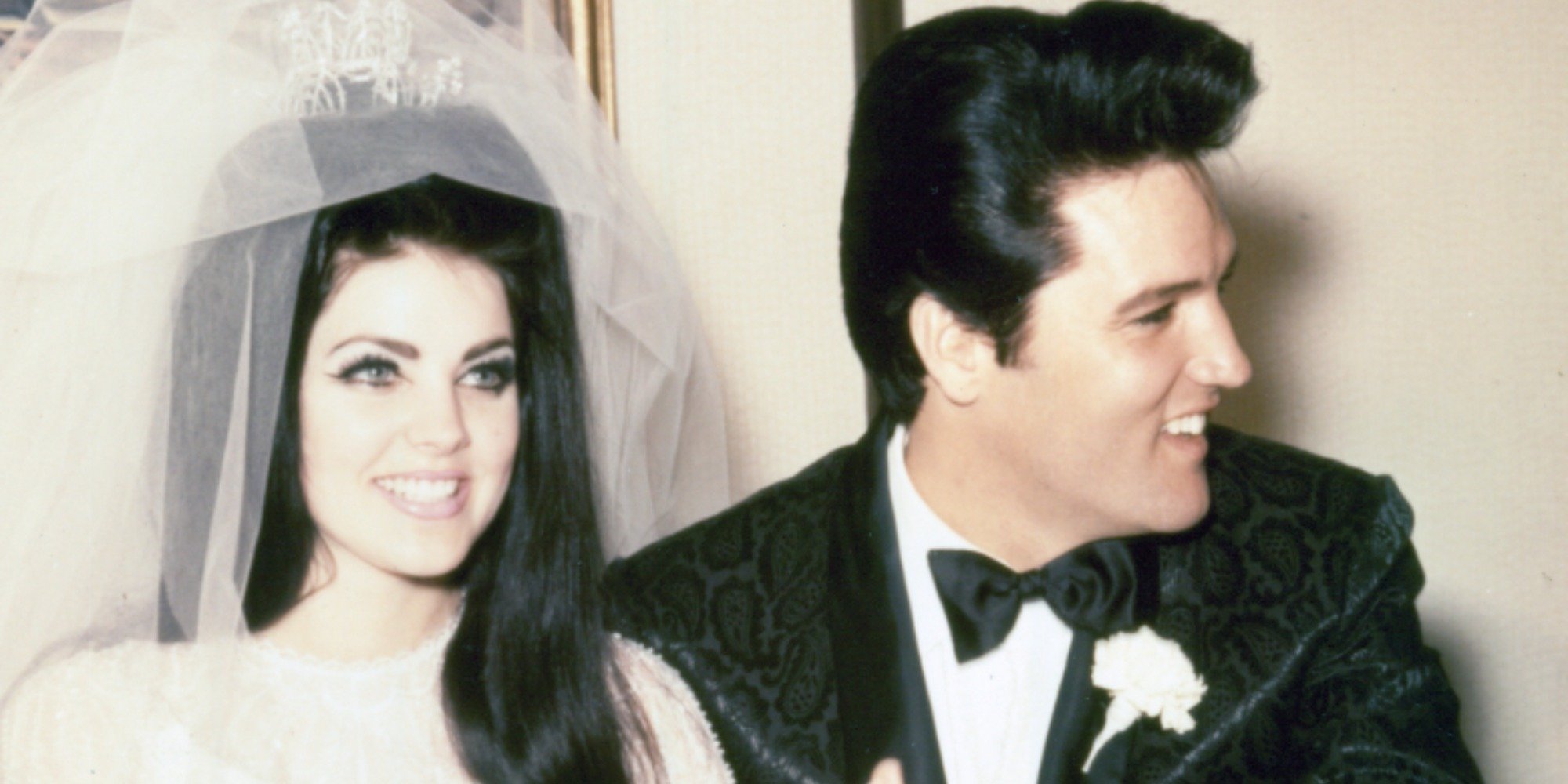 Priscilla Presley and Elvis Presley on their wedding day in 1967.