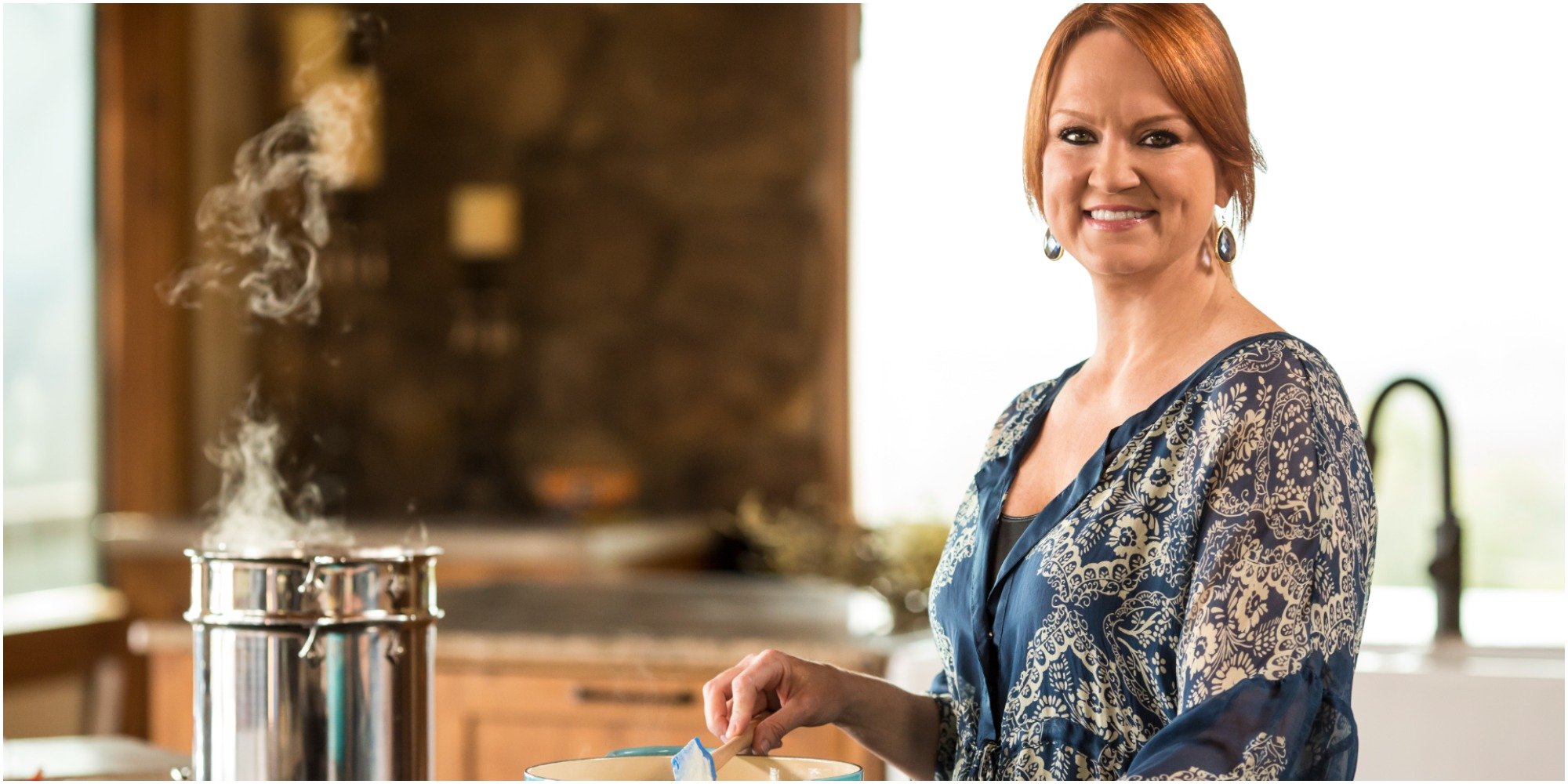 Ree Drummond in her kitchen at the lodge featured on "The Pioneer Woman" television show.
