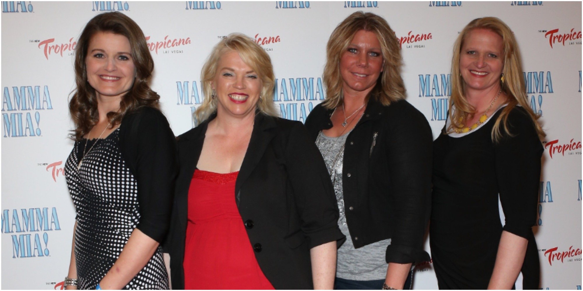 Robyn Brown, Janelle Brown Meri Brown and Christine Brown from "Sister Wives" arrive at the grand opening of the show "Mamma Mia!" at the New Tropicana Las Vegas on May 16, 2014 in Las Vegas, Nevada.
