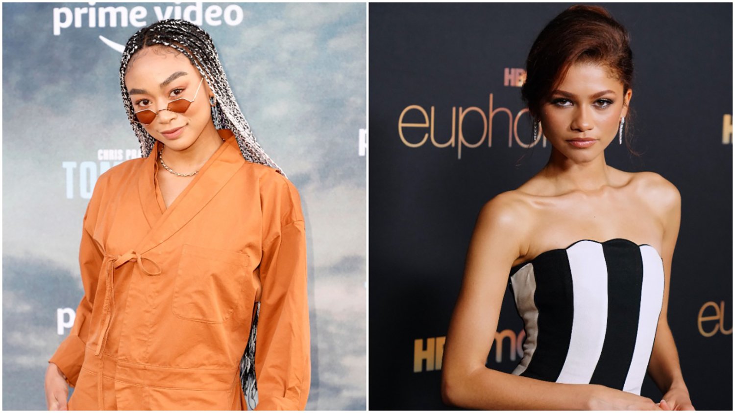 Uncharted star Tati Gabrielle attends The Tomorrow War premiere // Zendaya attends the Euphoria Season 2 photocall