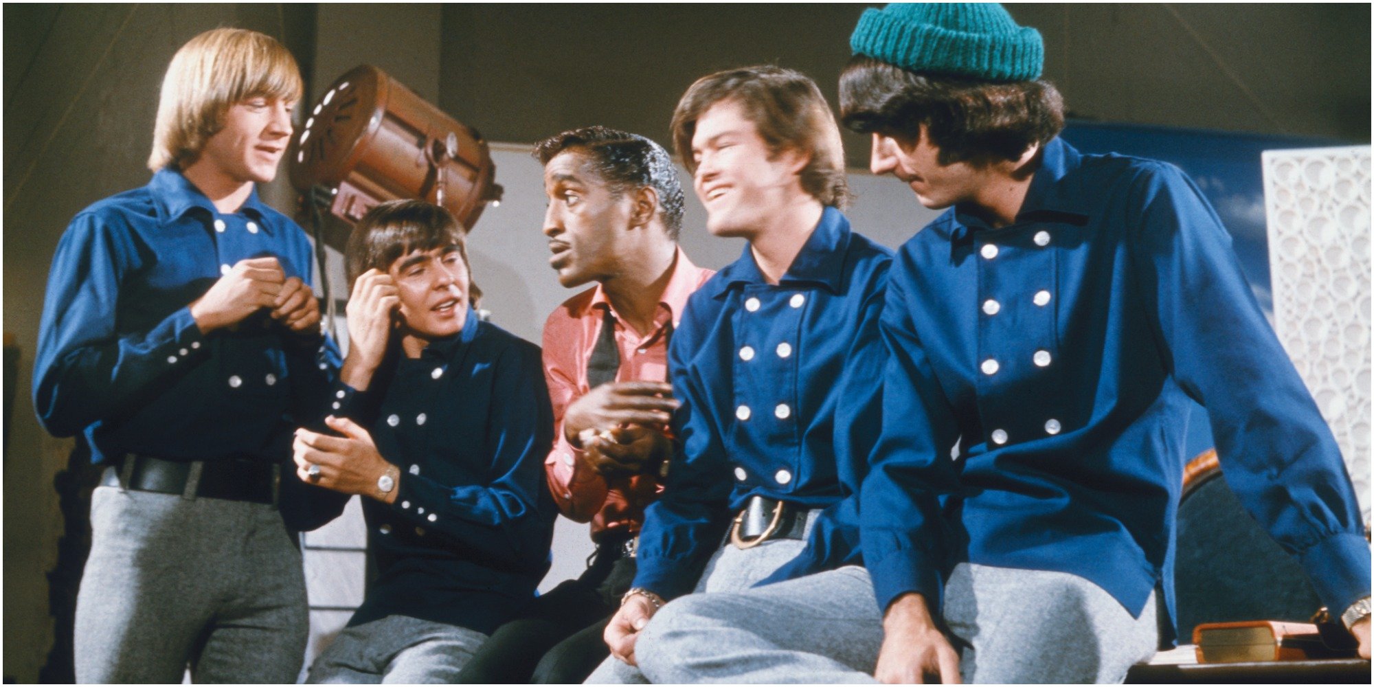 The Monkees and Sammy Davis Jr. on the set of "The Monkees."