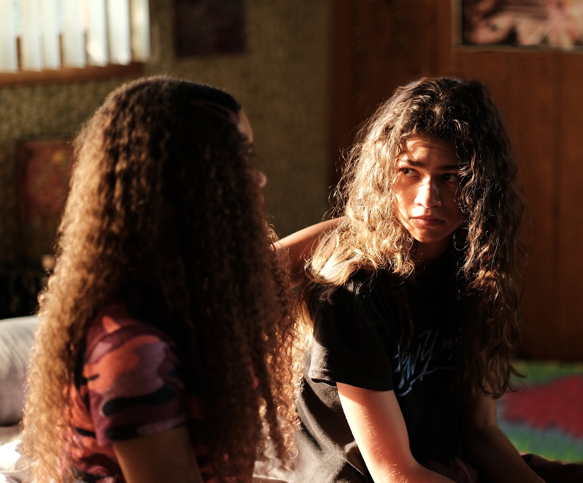 Gia Bennett (Storm Reid) and Rue (Zendaya) in season 2 of 'Euphoria'