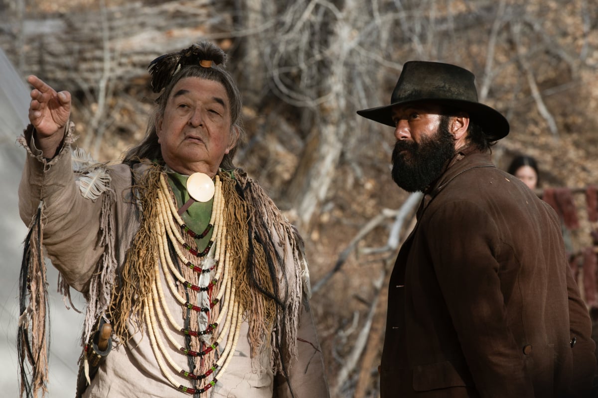 Graham Greene as Spotted Eagle and Tim McGraw as James in 1883 Episode 10. 
