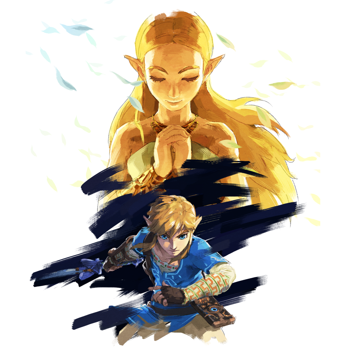 Princess Zelda and Link from 'The Legend of Zelda: Breath of the WIld' artwork