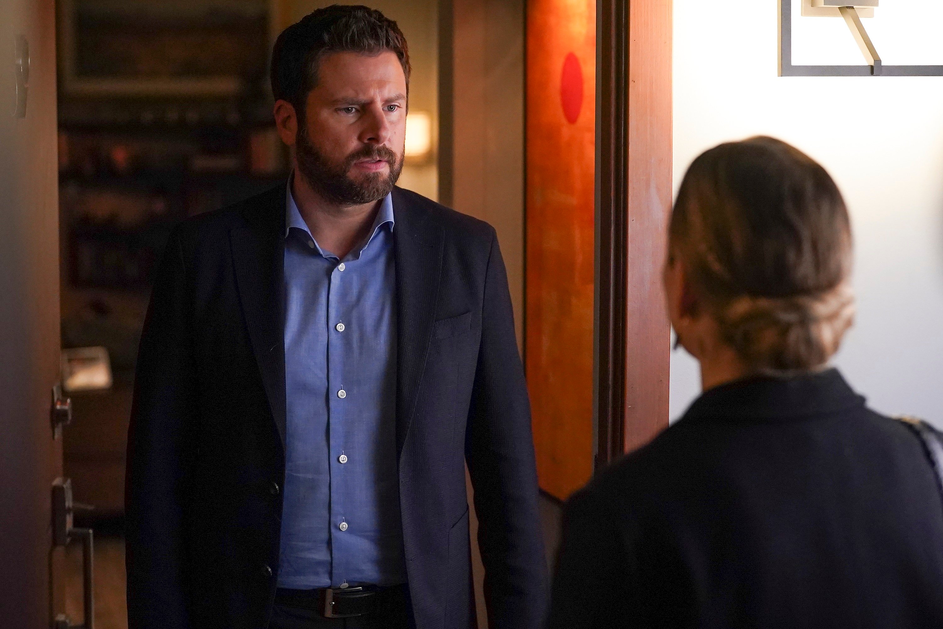 'A Million Little Things' James Roday Rodriguez talks worriedly to Allison Miller as they portray Gary and Maggie