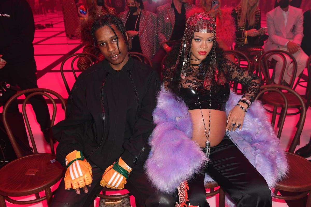 A$AP Rocky and Rihanna sit front row at the Gucci fashion show in Milan, Italy.