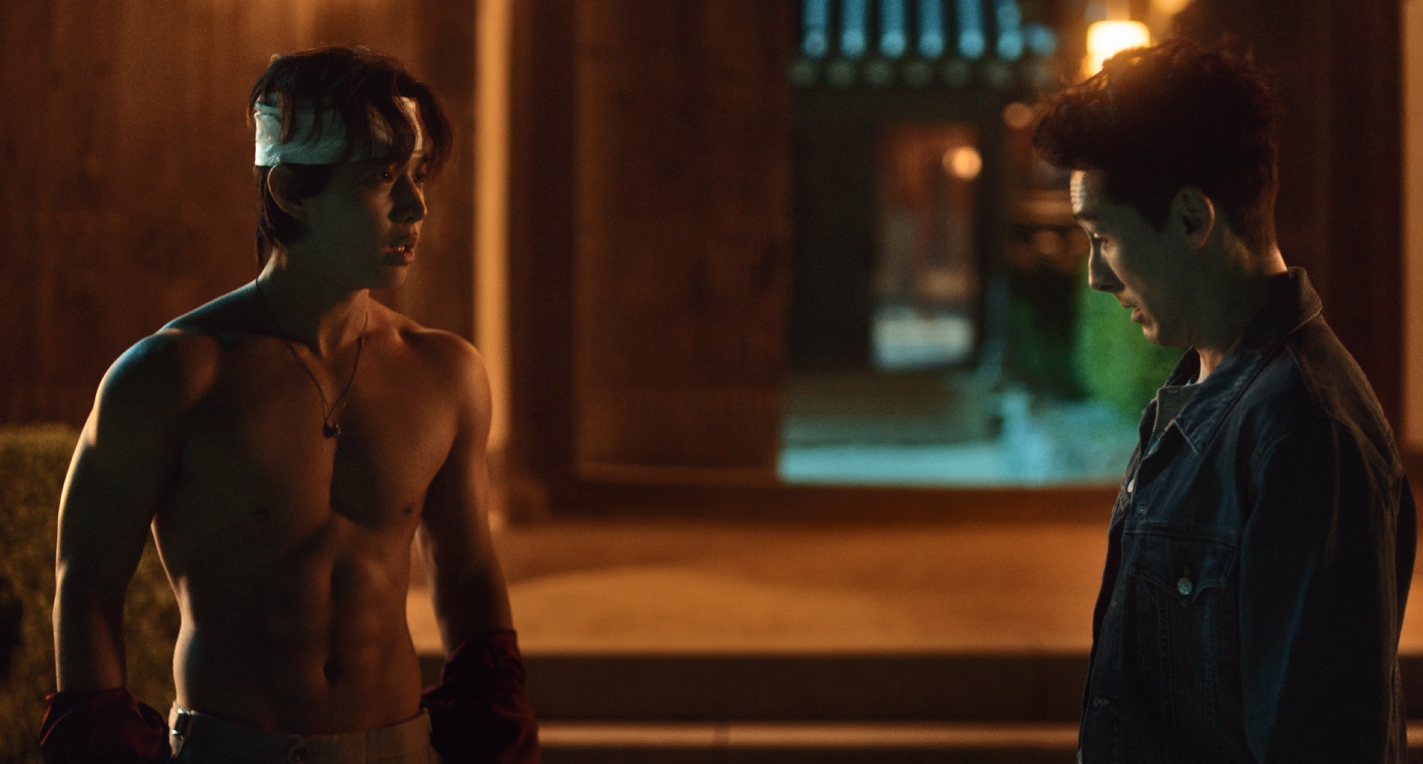 Actors Henry Lau and Sean Dulake in 'Dramaworld' Season 2 shirtless night scene.