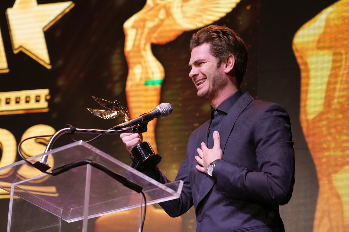 Andrew Garfield accepts the Best Actor Award for 'tick, tick…BOOM!' onstage during the 5th Annual HCA Film Awards