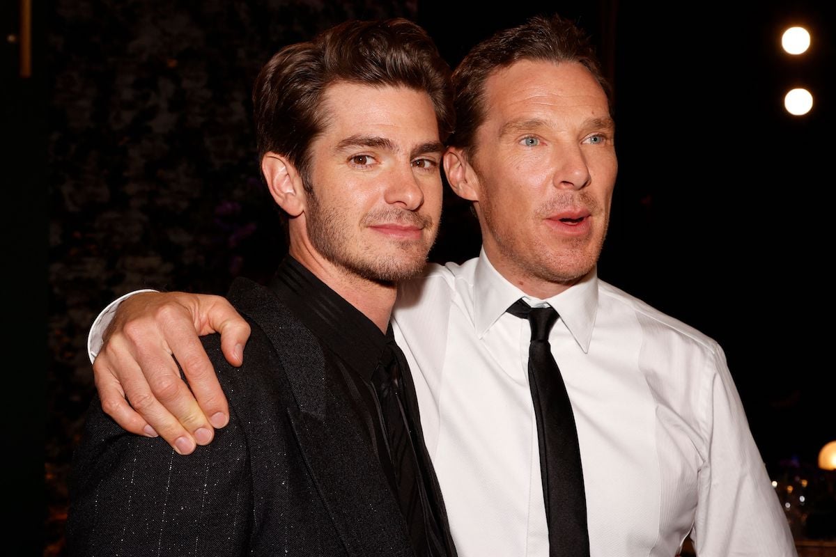 'Spider-Man: No Way Home' stars Andrew Garfield and Benedict Cumberbatch pose on the red carpet