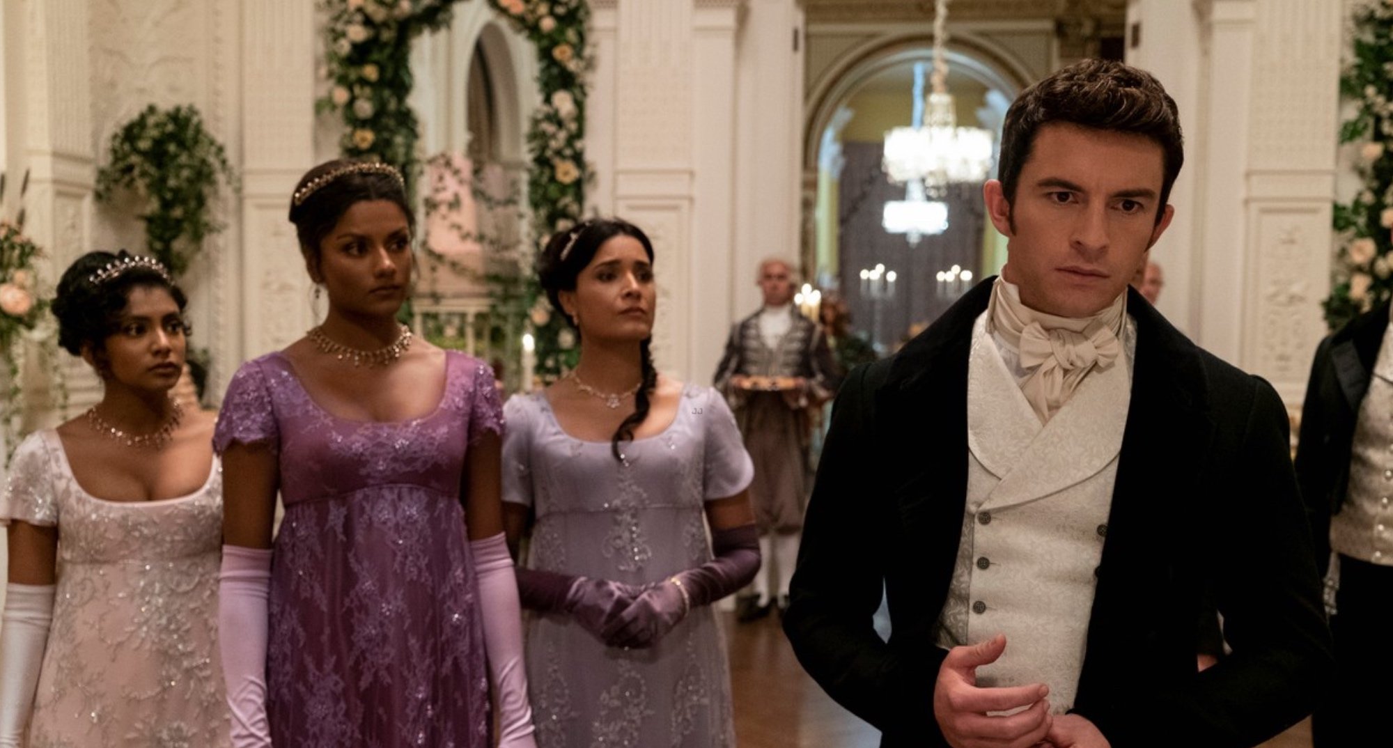 Anthony Bridgerton and Kate Sharma in 'Bridgerton' Season 2 at the Queen's ball.