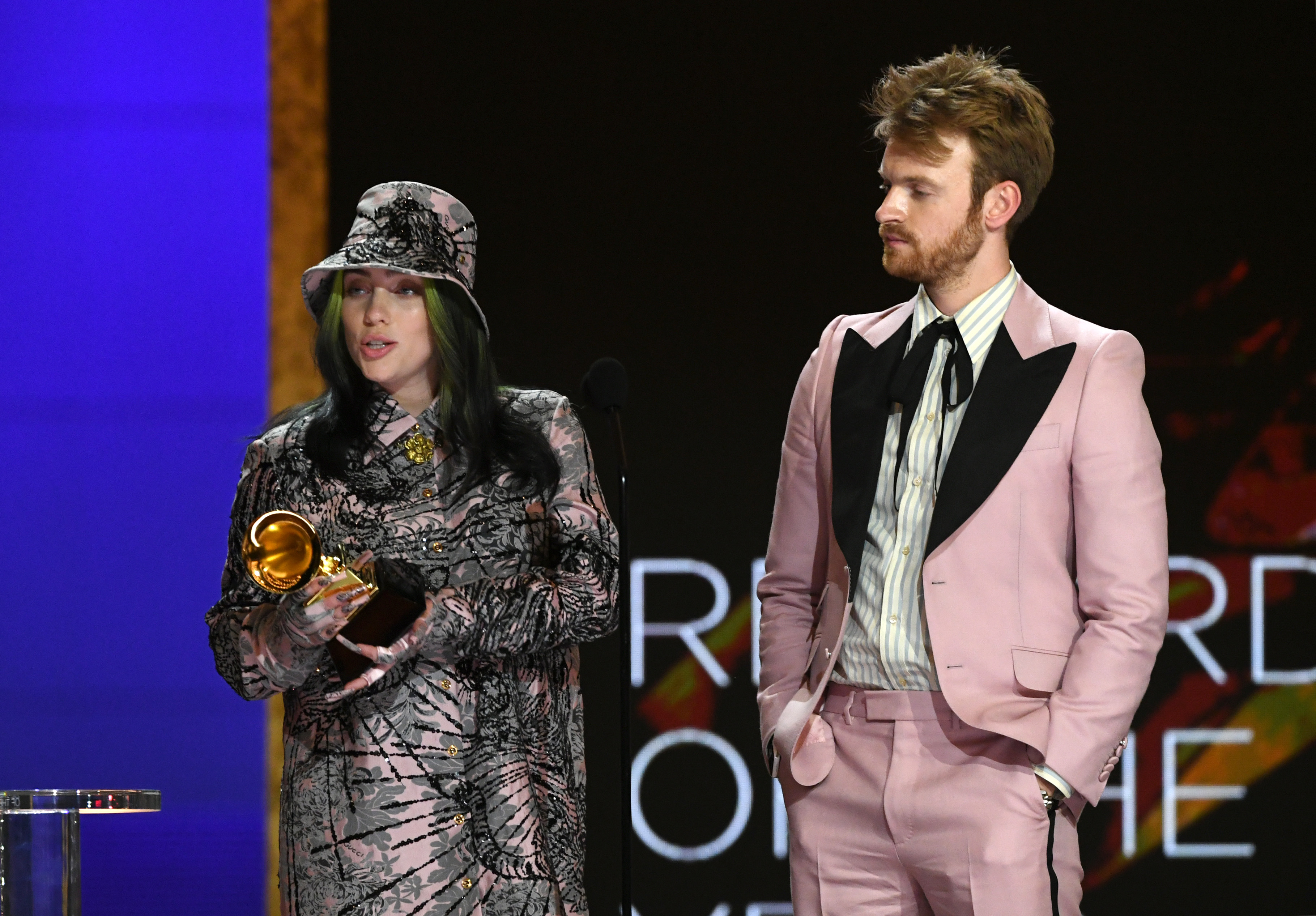 Billie Eilish and Finneas attend the Grammy's for No Time to Die