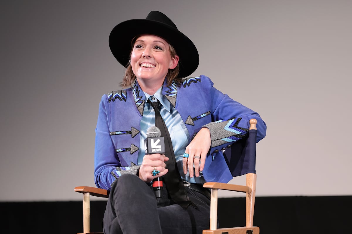 Singer-songwriter Brandi Carlile smiles onstage during a Q&aA in Austin, Texas