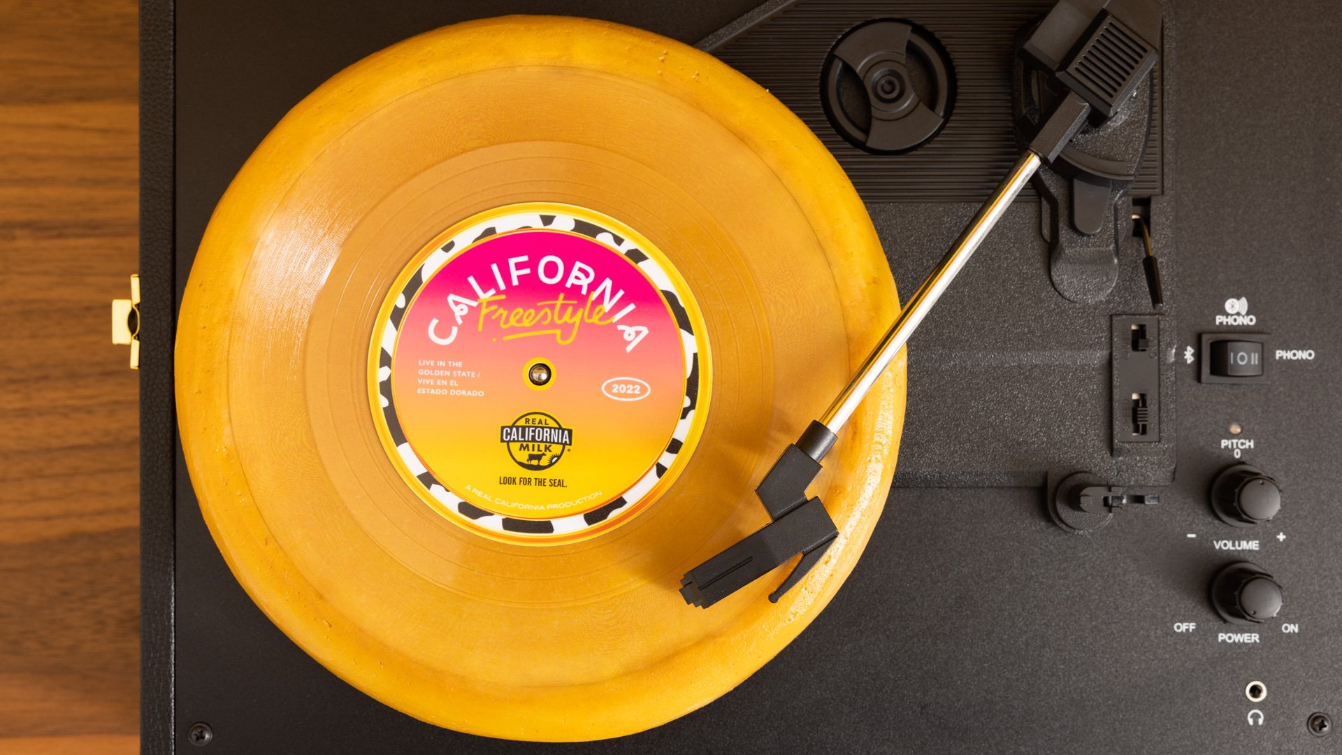 California Freestyle record made of cheese 