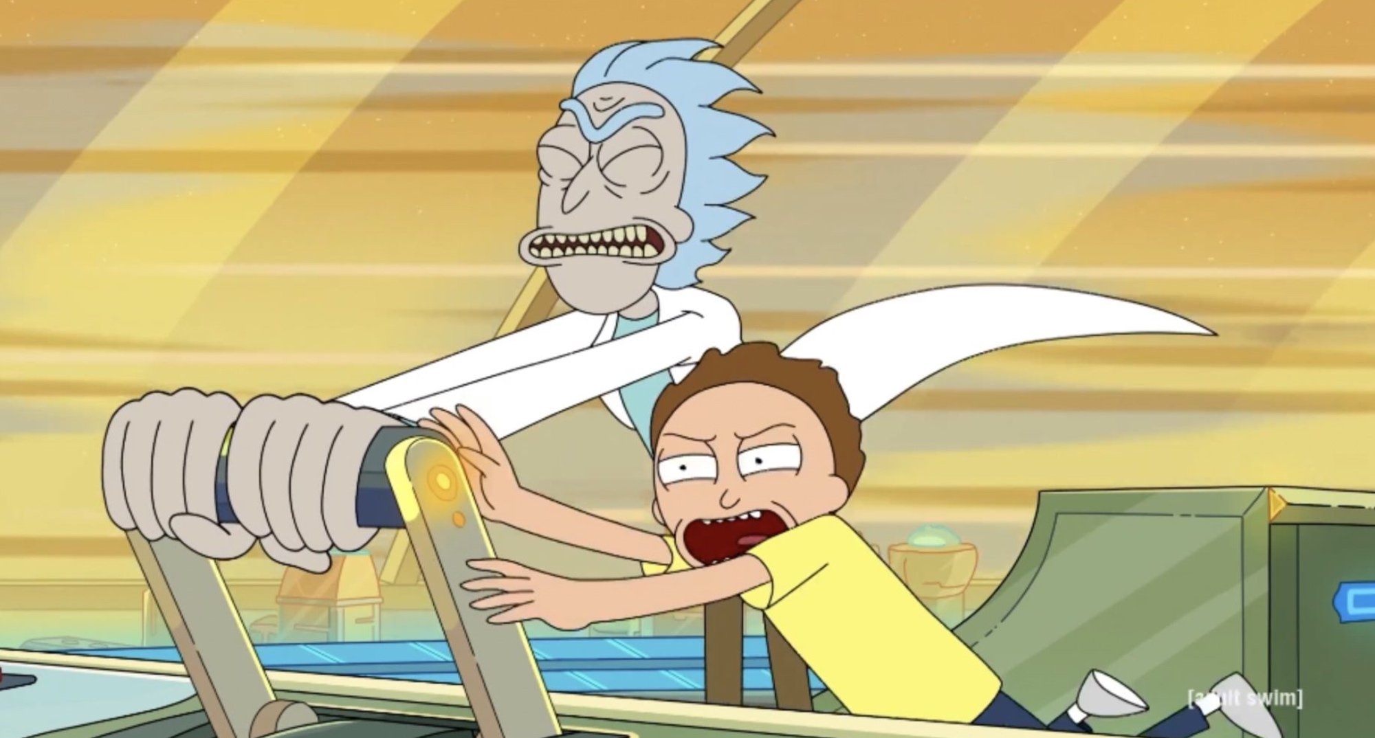 Character Rick and Morty in 'Rick and Morty' Season 5 finale driving ship in relation to season 6.