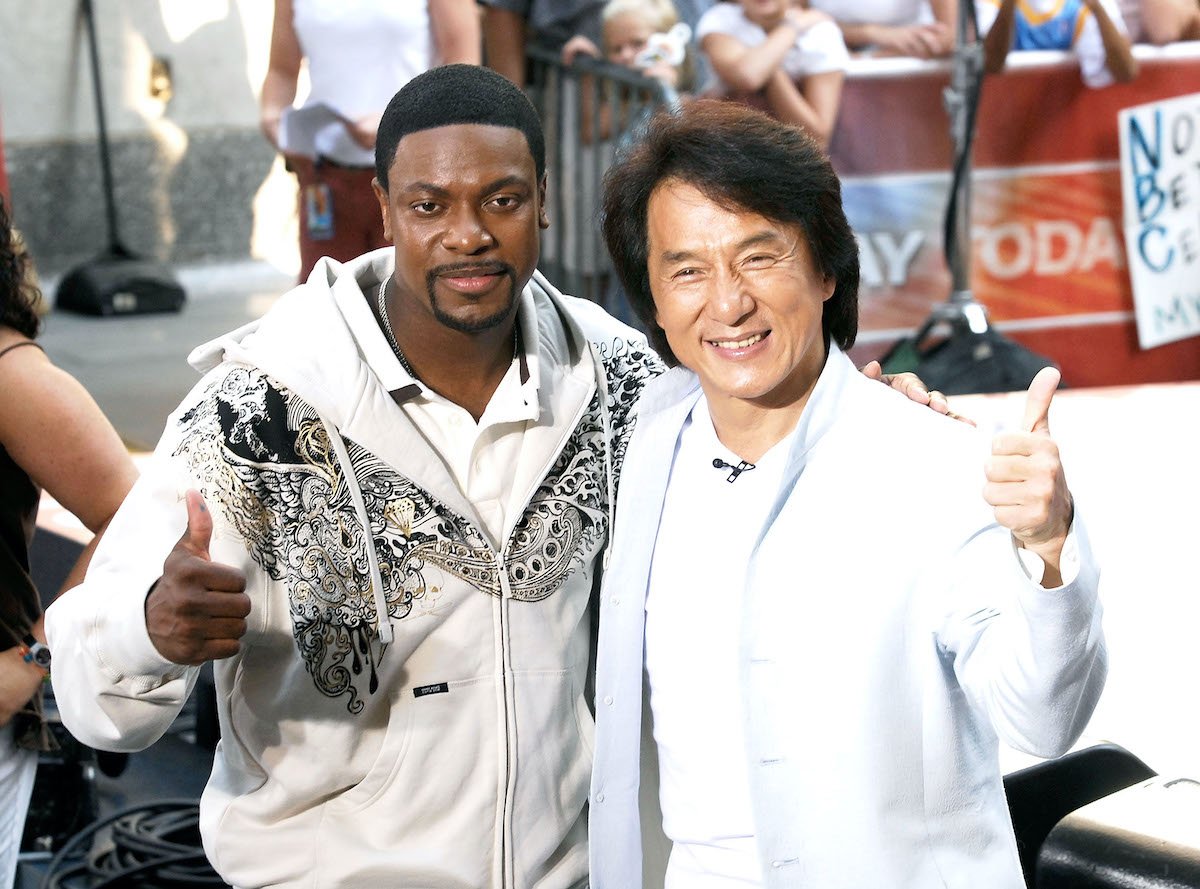 ‘Rush Hour’ stars Chris Tucker and Jackie Chan pose with their thumbs up