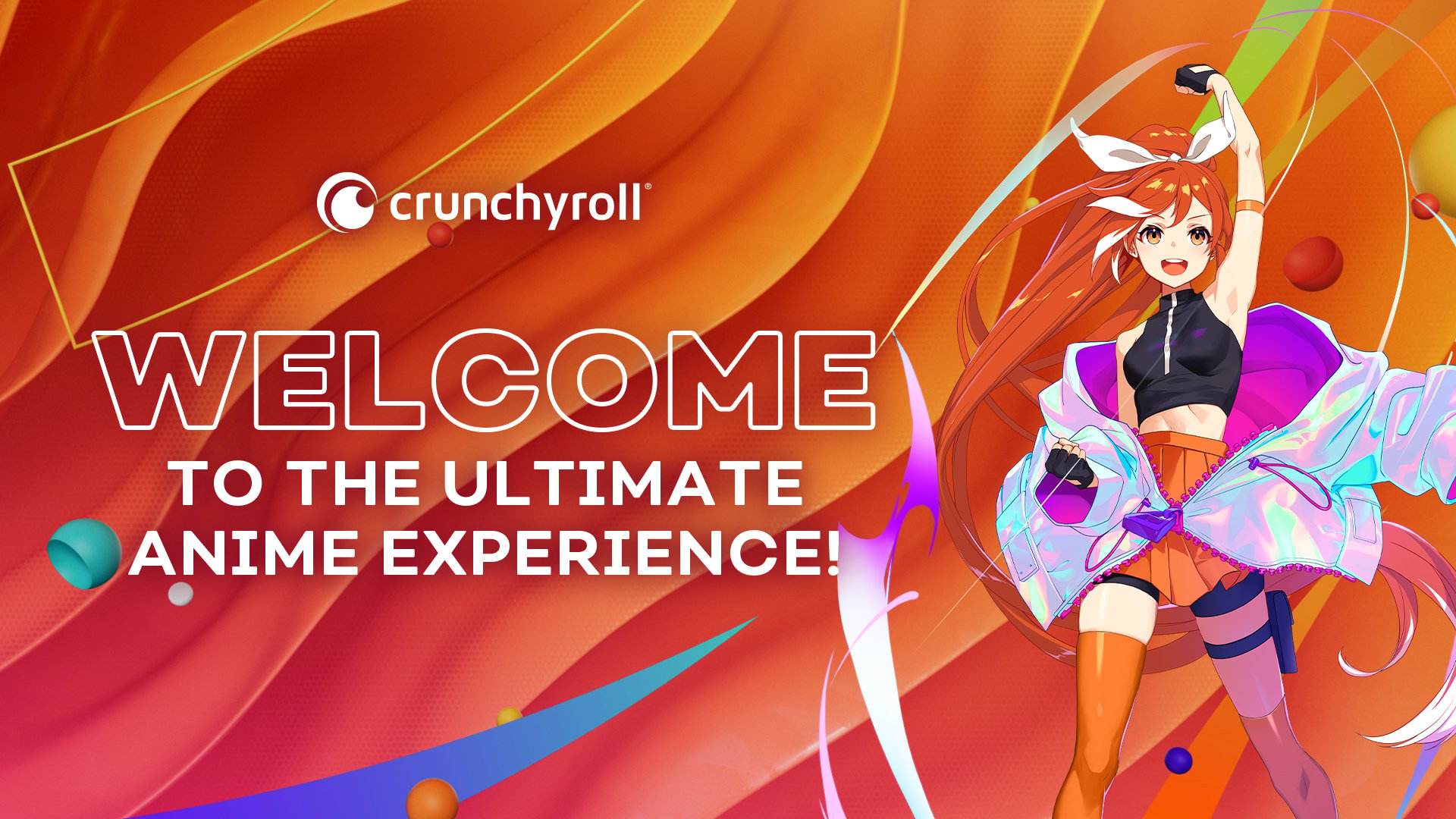 Artwork for Crunchyroll, which features Hime and says 'Welcome to the ultimate anime experience.'
