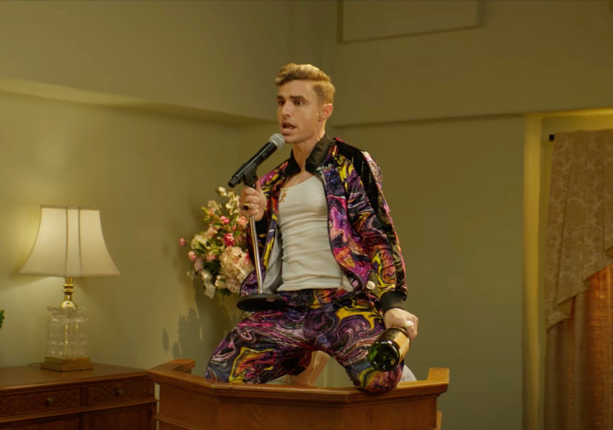Dave Franco acts at Xavier in his music video to accompany Apple TV+'s 'The Afterparty' comedy drama