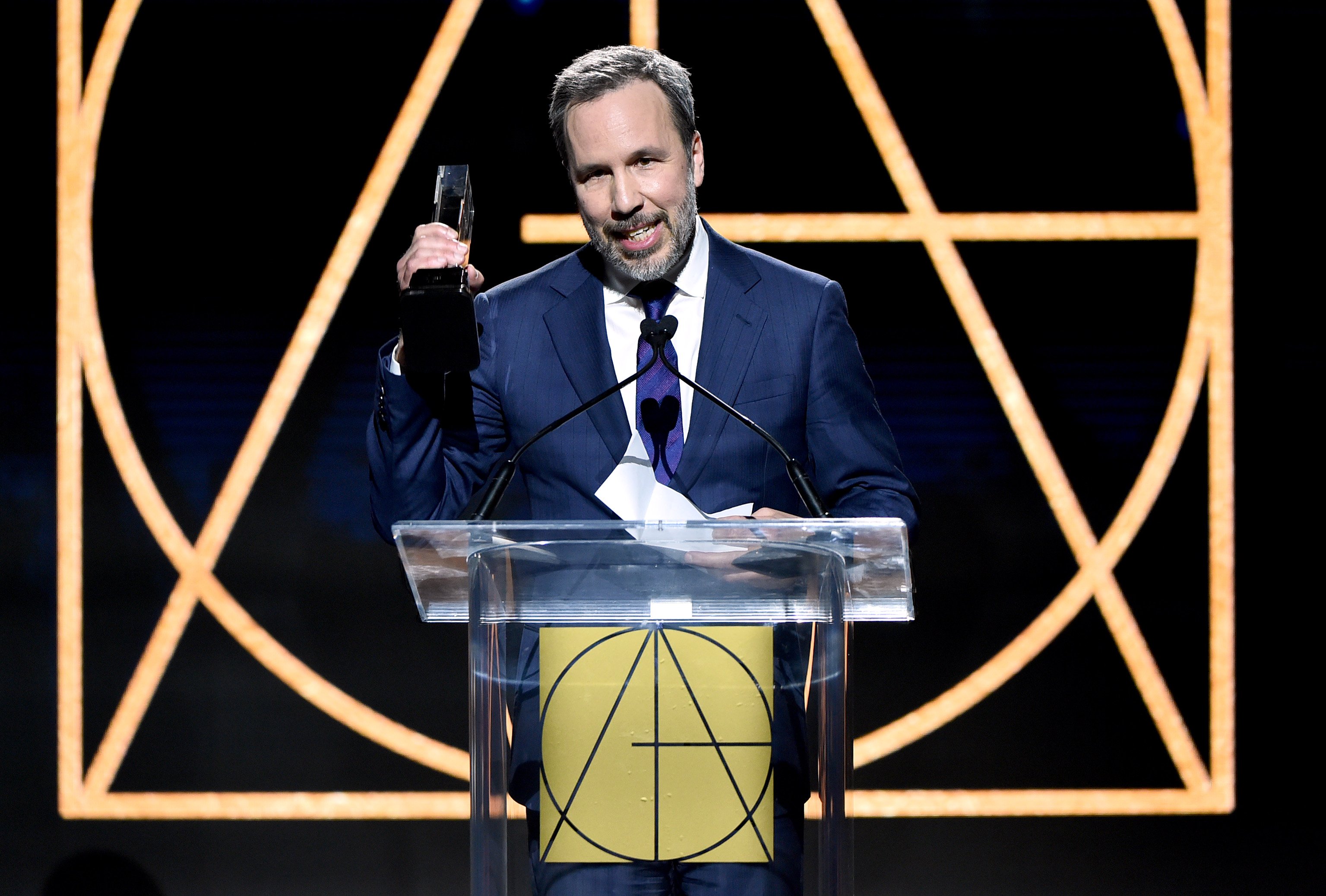 Denis Villeneuve for Dune speaks at the Director's Guild Awards.