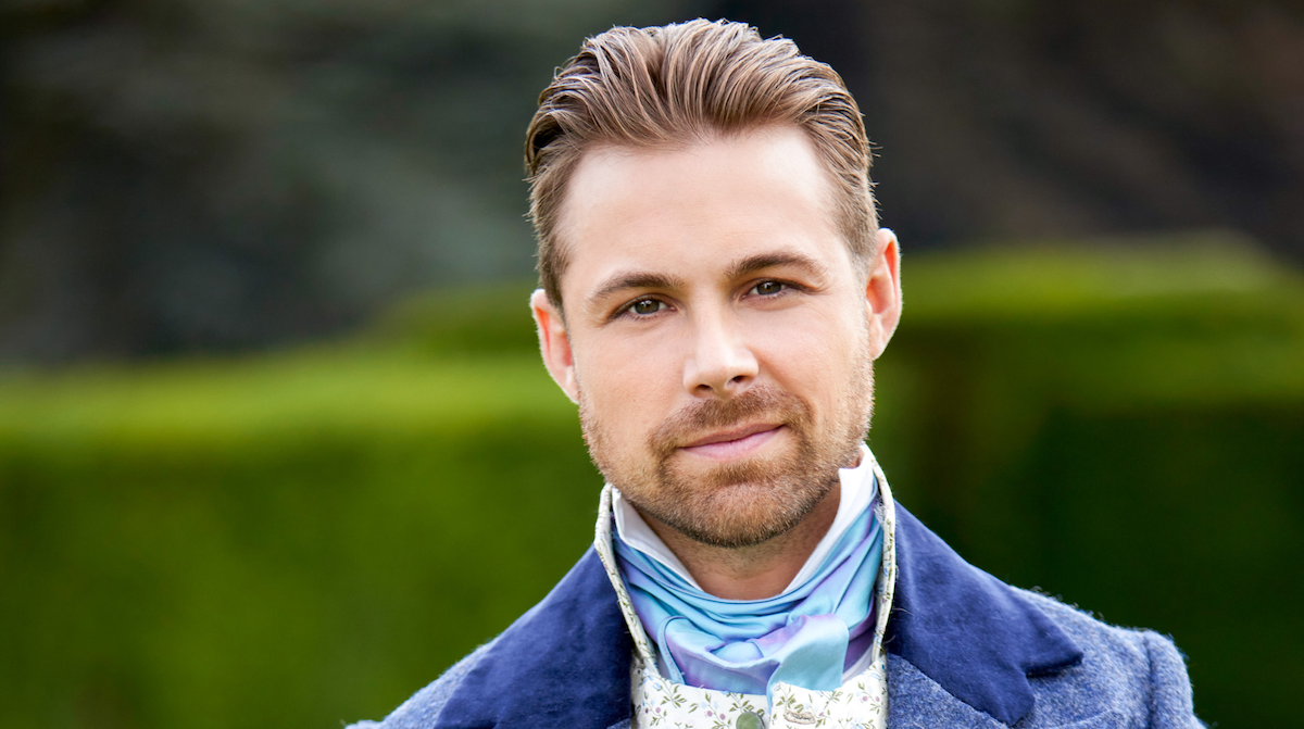 Derek Kesseler wearing Regency era outfit in 'The Courtship'