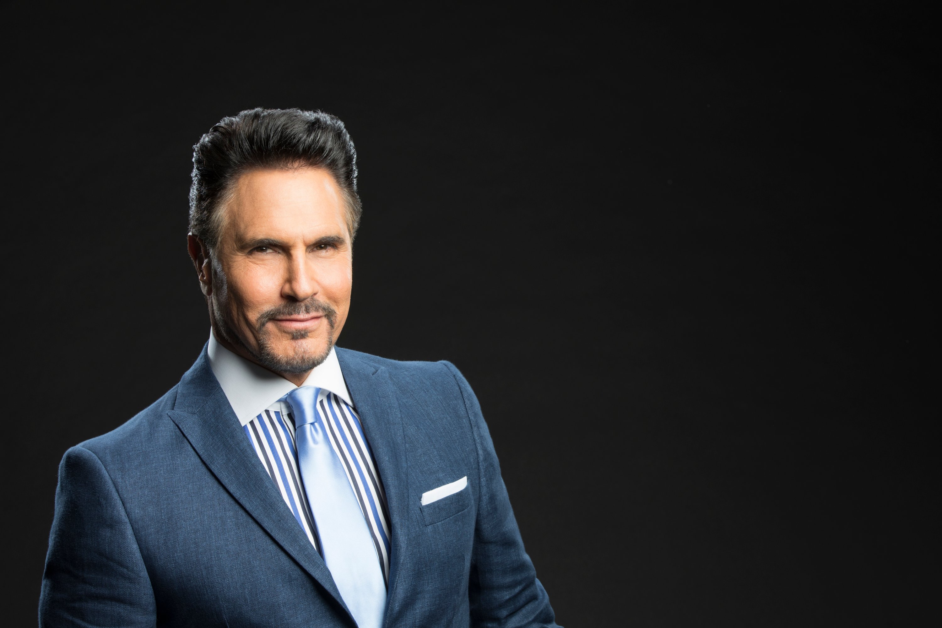 'The Bold and the Beautiful' actor Don Diamont wearing a blue suit and standing in front of a black backdrop.